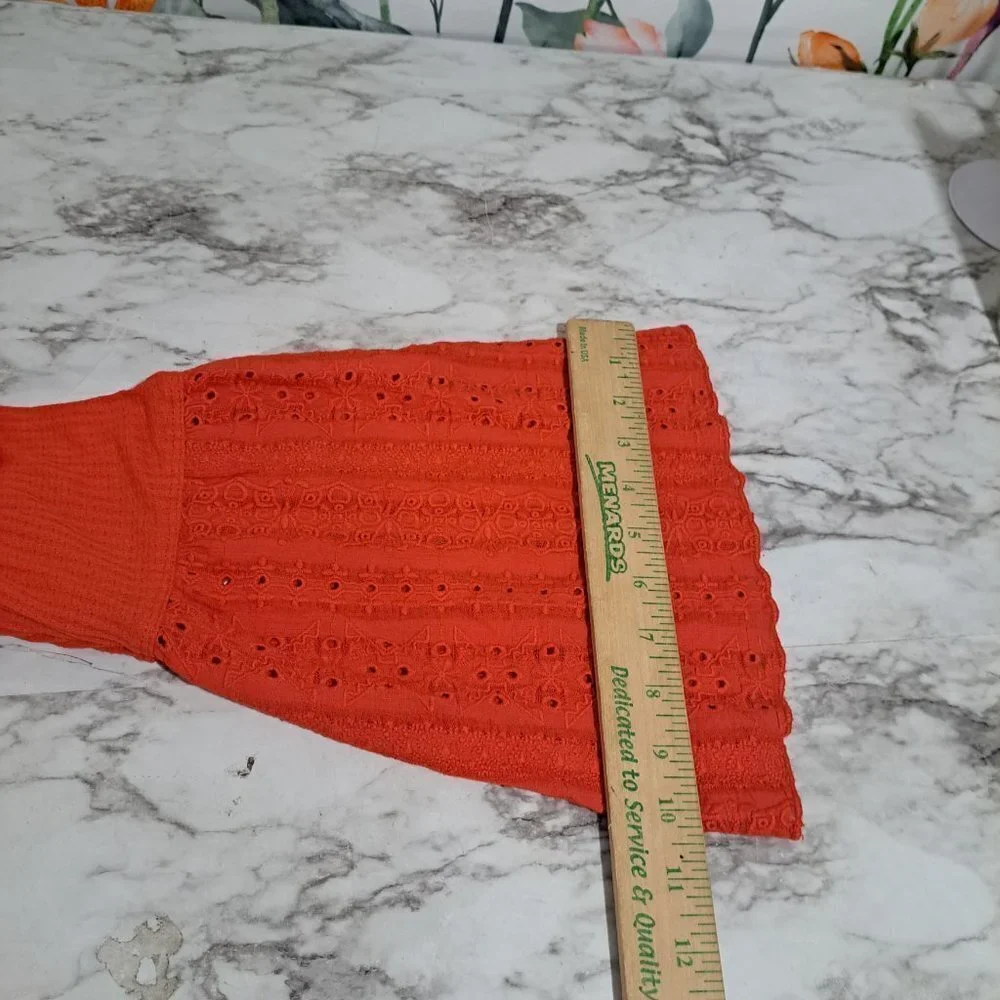 Free People Bright Orange Bell Sleeve V-Neck Top